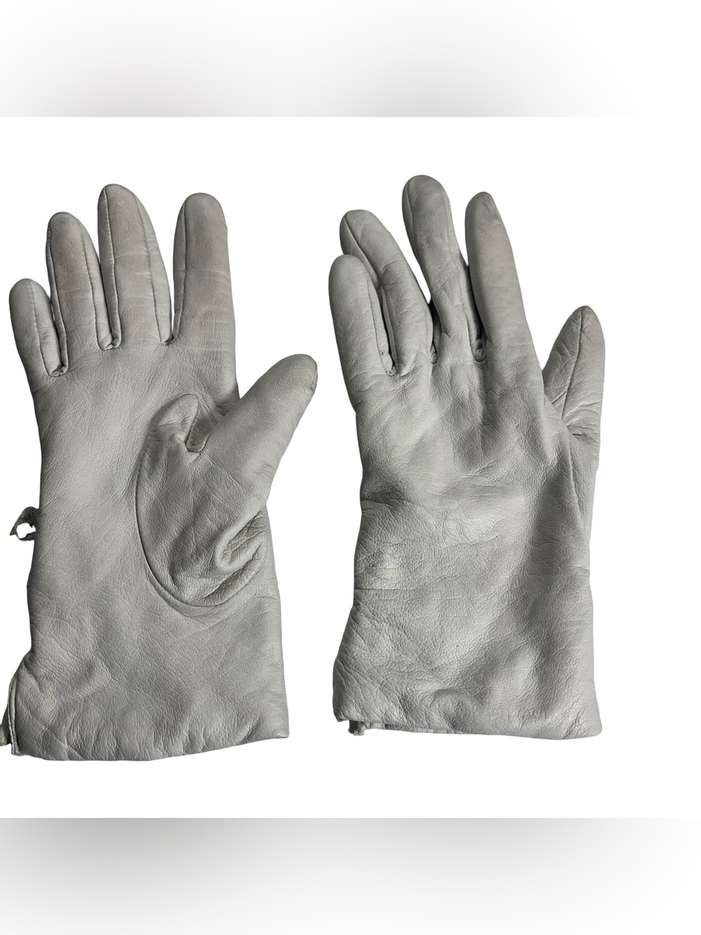 Vtg Fownes Women Leather Gloves Off White Cream 100% Cashmere Lined Sz 6.5 Wrist